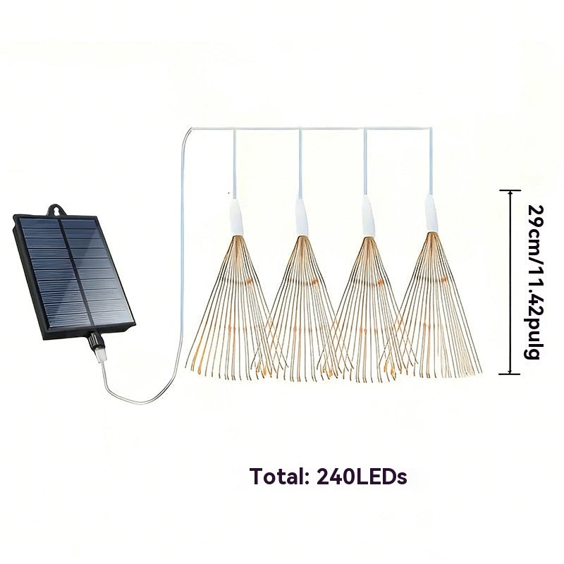 Guirnalda de luces solares de fuegos artificiales para patios y fiestas