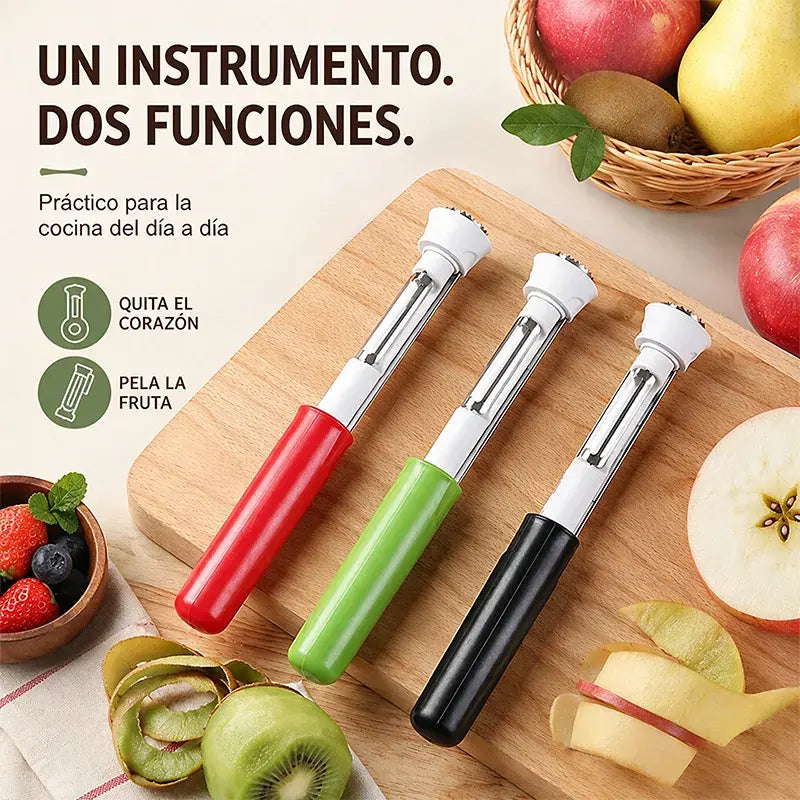 【¡Compre uno y obtenga uno gratis!】🍏 Pelador y Sacacorazones 2 en 1 Telescópico – Herramienta Plegable para Manzanas, Peras y Frutas🔪