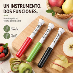 【¡Compre uno y obtenga uno gratis!】🍏 Pelador y Sacacorazones 2 en 1 Telescópico – Herramienta Plegable para Manzanas, Peras y Frutas🔪