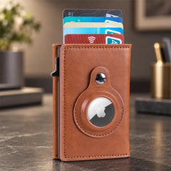 🖤 Tarjetero de Cuero Carbono con Clip Automático de Aluminio | Bloqueo RFID | Porta Tarjetas Minimalista y Moderno ✨