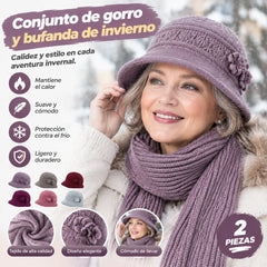 🔥 50% DESCUENTO | Accesorios de invierno suaves y abrigados❄️ Set de gorro y bufanda cálido para mamá y abuela