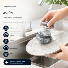 🧽 Cepillo de fregar con dispensador, ¡OFERTA LIMITADA! 💪 Ideal para ollas, sartenes y platos. ¡Limpieza rápida y fácil sin esfuerzo! 🍳