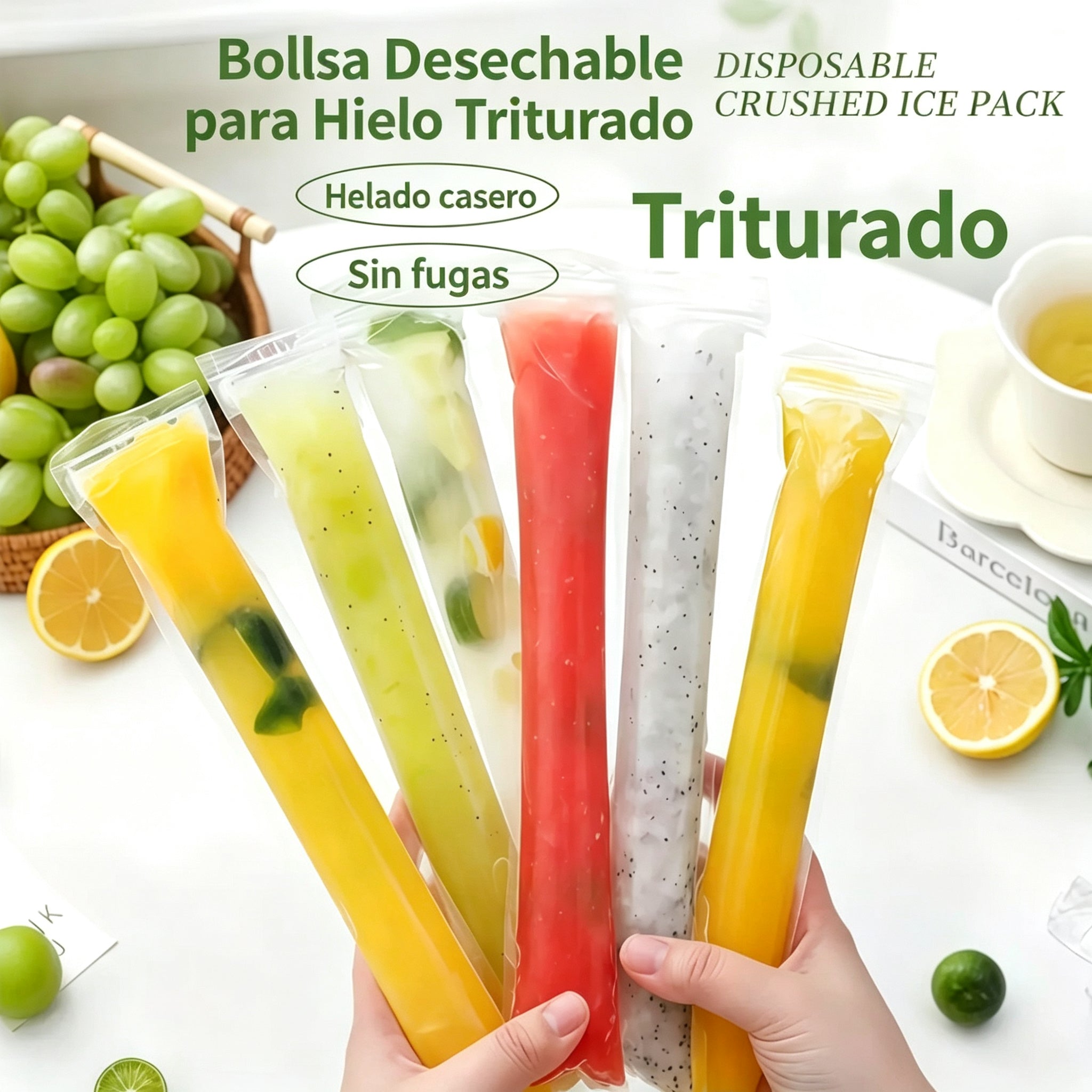 🍓【200 unidades + embudo plegable】⏰⏳Bolsas para paletas heladas DIY con cierre hermético: reutilizables, fáciles de rellenar, paletas heladas saludables para niños en verano 🍦✨