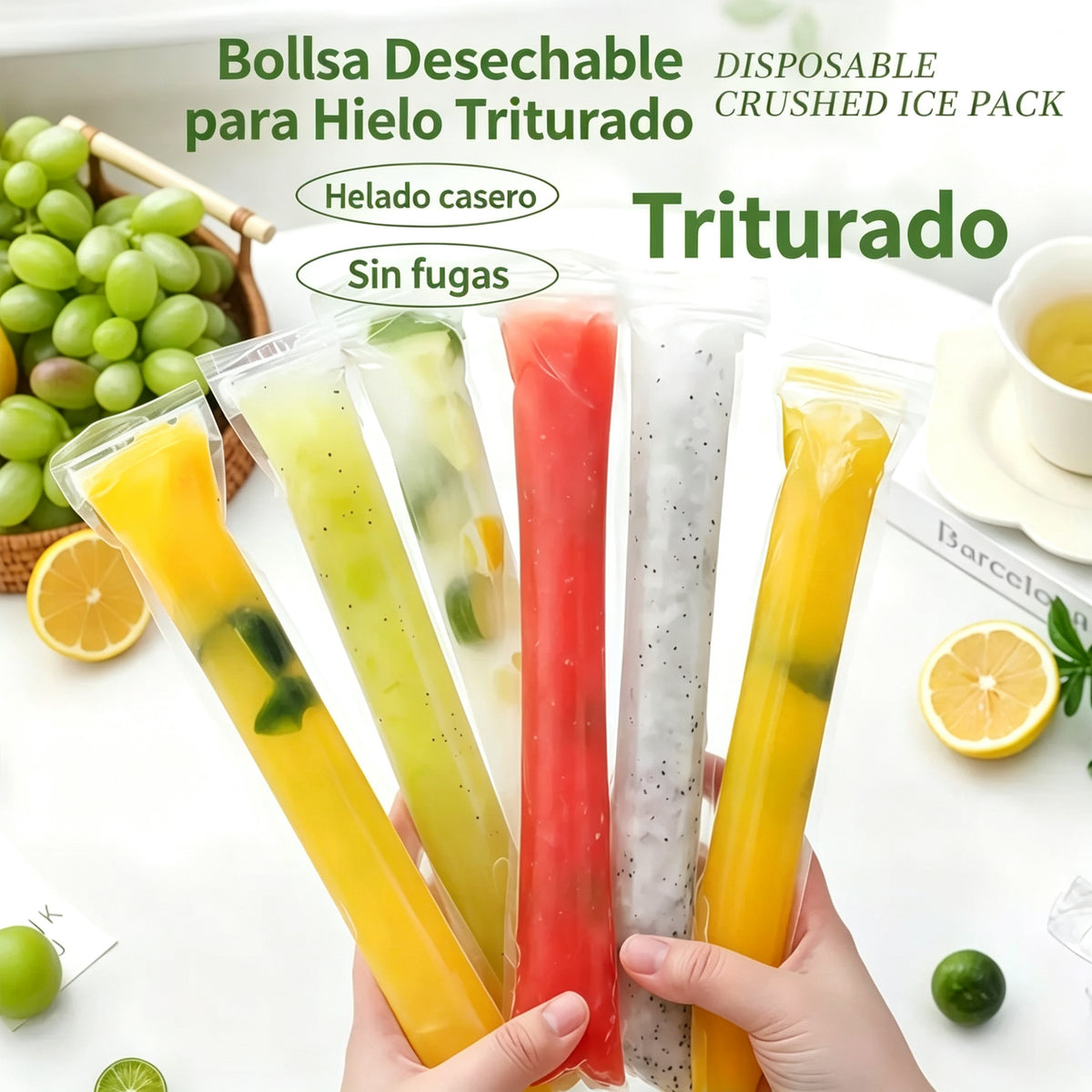 🍓【200 unidades + embudo plegable】⏰⏳Bolsas para paletas heladas DIY con cierre hermético: reutilizables, fáciles de rellenar, paletas heladas saludables para niños en verano 🍦✨