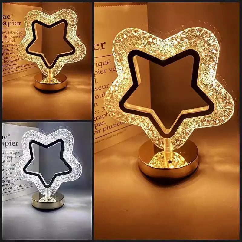 📢📢 50 % popusta! ✨ Staklena noćna lampa geometrijskog oblika: upravljanje dodirom, 3 boje, punjenje putem USB-a, 🏠 ugodna rasvjeta za spavaću sobu.