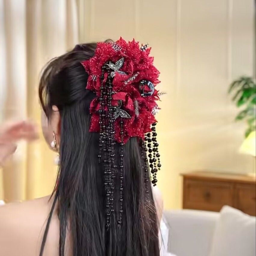 🔥✨【Compre uno y llévese otro gratis】【🌺2026 nuevos accesorios para el cabello】Pasador de pelo con cuentas de encaje floral