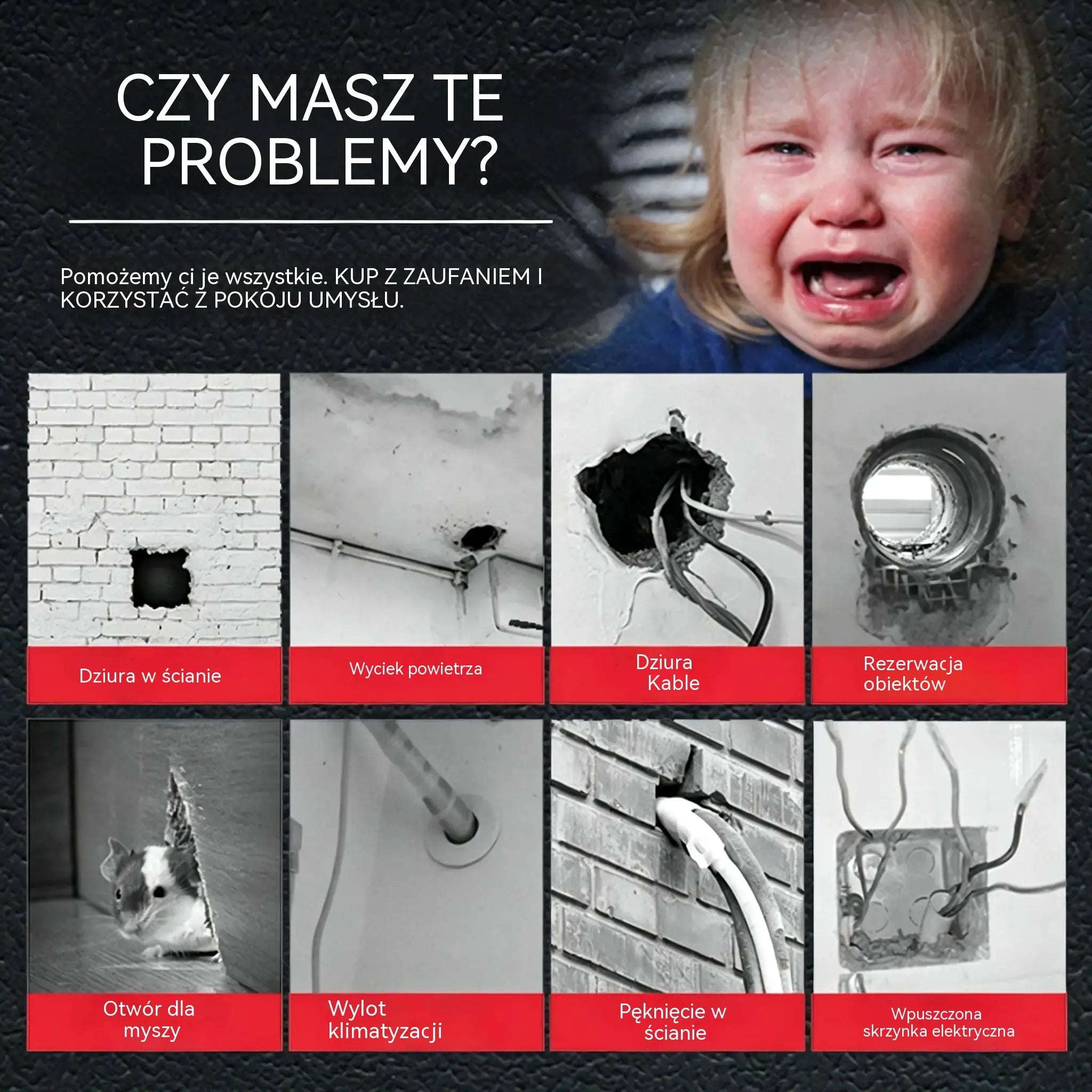 【10 sztuk za 89 zł】🔧 Biała wodoodporna szpachlówka uszczelniająca – naprawia otwory, ściany i rury klimatyzatorów 💧🏠