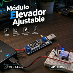 🔌【Interfaz micro + interfaz tipo C】💻 Módulo de alimentación USB ajustable – Regulador step‑up de 5V a salida múltiple (3.3‑24V) | Fuente de escritorio para todo tipo de dispositivos 🔋