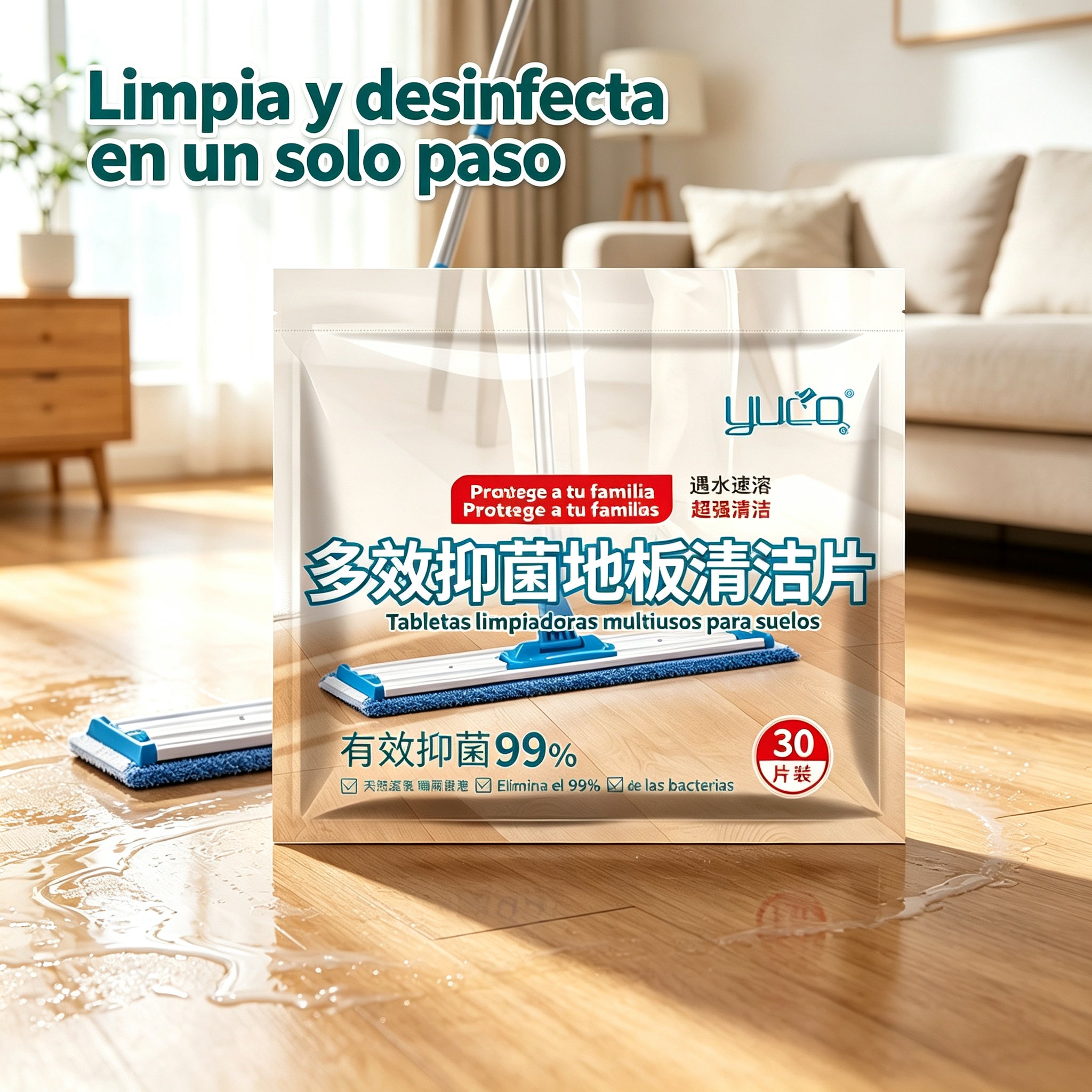 💦🏡【Paquete de 120】Pastillas limpiadoras de suelos solubles en agua, antibacterianas y bacteriostáticas