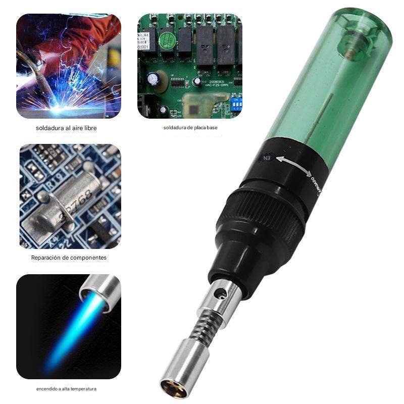 💥【 incluye cuerpo principal + 3 * conectores】🧰Pequeño soldador de gas portátil 4 en 1 herramienta de soldadura