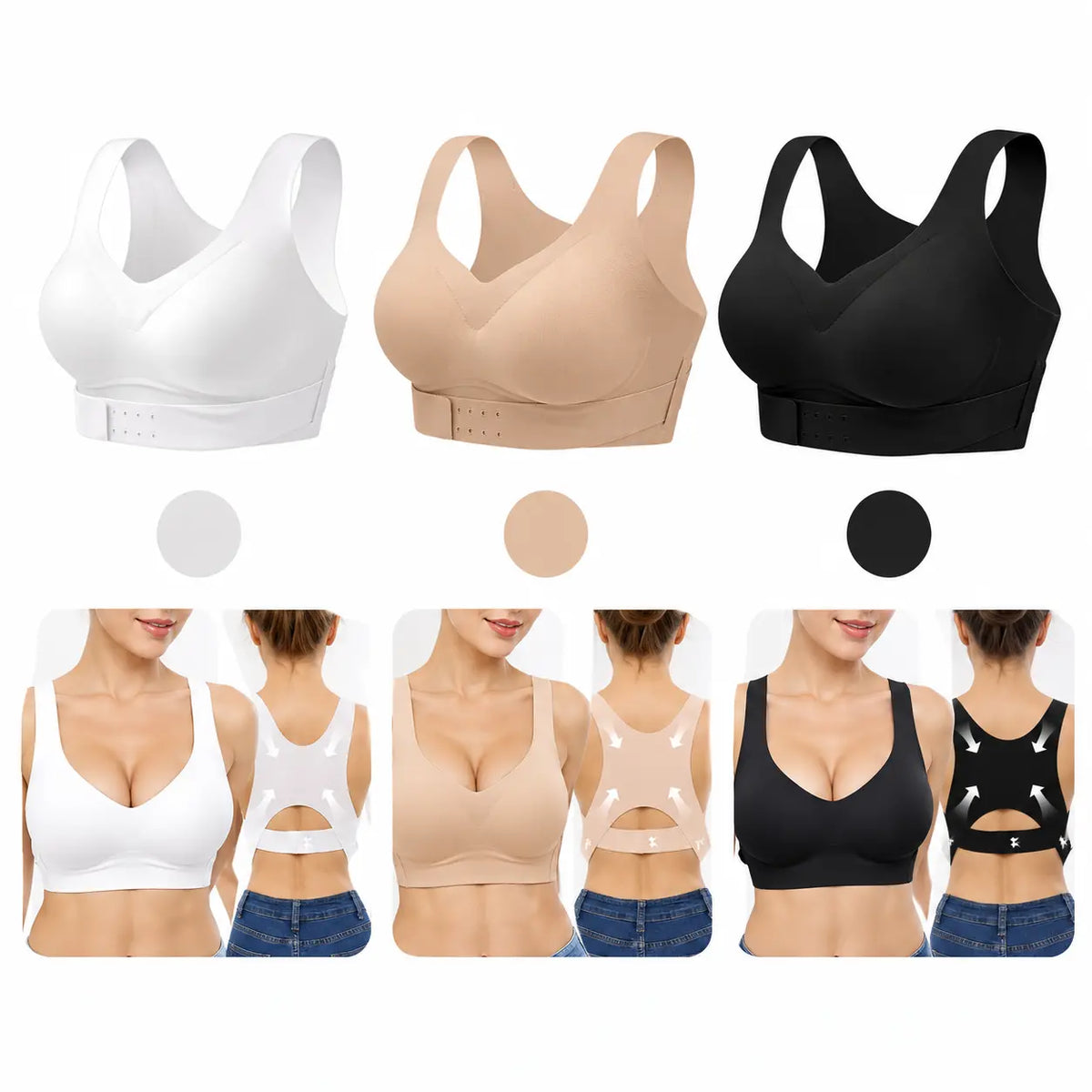 【✨Paquete de 3】Ropa interior moldeadora para mujer, corrige la línea de la espalda💋