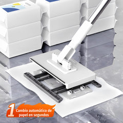 【1 mopa + 5 paños de repuesto】💦Trapeador multifuncional con clip de tela, nuevo trapeador doméstico que no requiere lavado