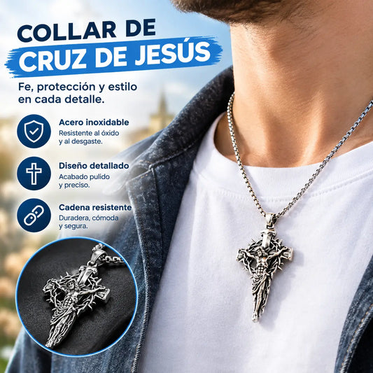 🔥Collar con colgante de cruz y halo de espinas