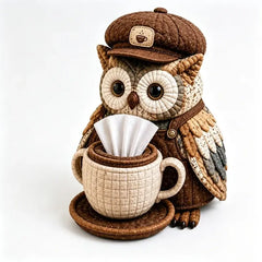 🦉🧵 Kit de Costura DIY – Caja de Pañuelos Acolchada con Diseño de Búho 🧻✨