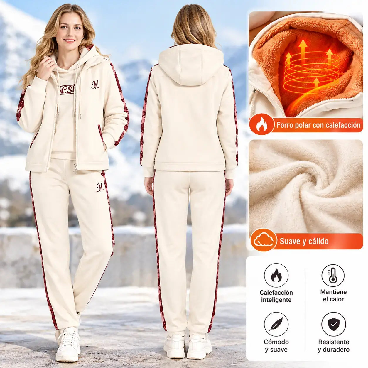 🔥【pantalón + suéter + chaqueta】Nuevo conjunto deportivo y casual de otoño/invierno 2026, acolchado y grueso.