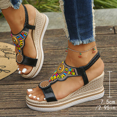 💖【Oferta por tiempo limitado】【35-43】✨Sandalias de piel para mujer con suela gruesa y banda elástica con abalorios, verano 2025 🔥 Envío gratis. ✅ Pago contra reembolso