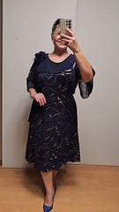 💥👗【S-5XL】Vestido de encaje bordado, talla grande - moderno y elegante