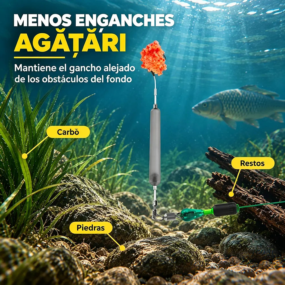 🎣 Bajo Antienganche con Anzuelos Montados – Kit Listo para Pescar | Acero al Carbono 🐟