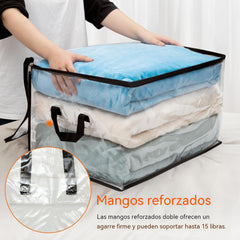 【3 piezas】🔥Oferta por tiempo limitado: 49% de descuento 📦Bolsa de almacenamiento de plástico transparente, grande, resistente y gruesa para ropa, mudanzas y almacenamiento
