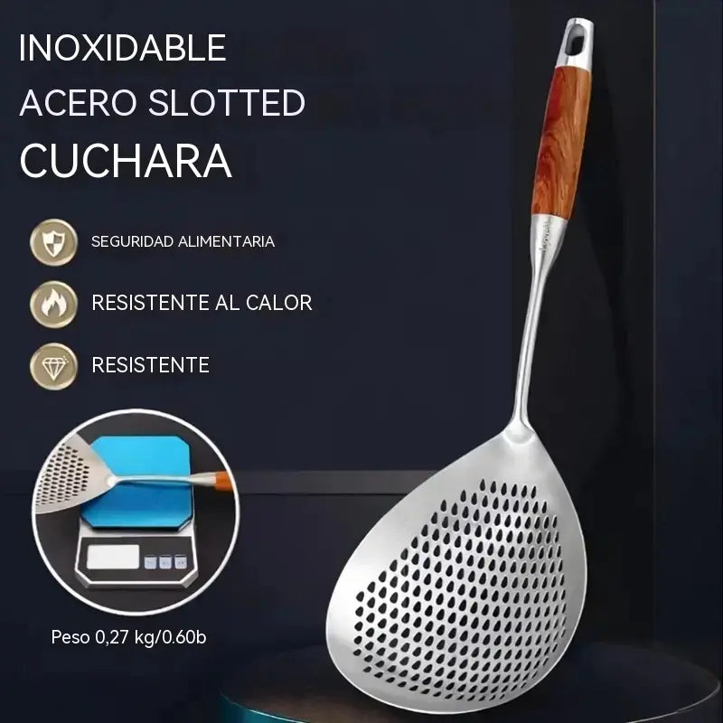 Colador de acero inoxidable de malla fina - Versión mejorada 2026 Malla de filtro ultrafina con mango, cuchara para filtro de aceite, colador de alimentos para cocina