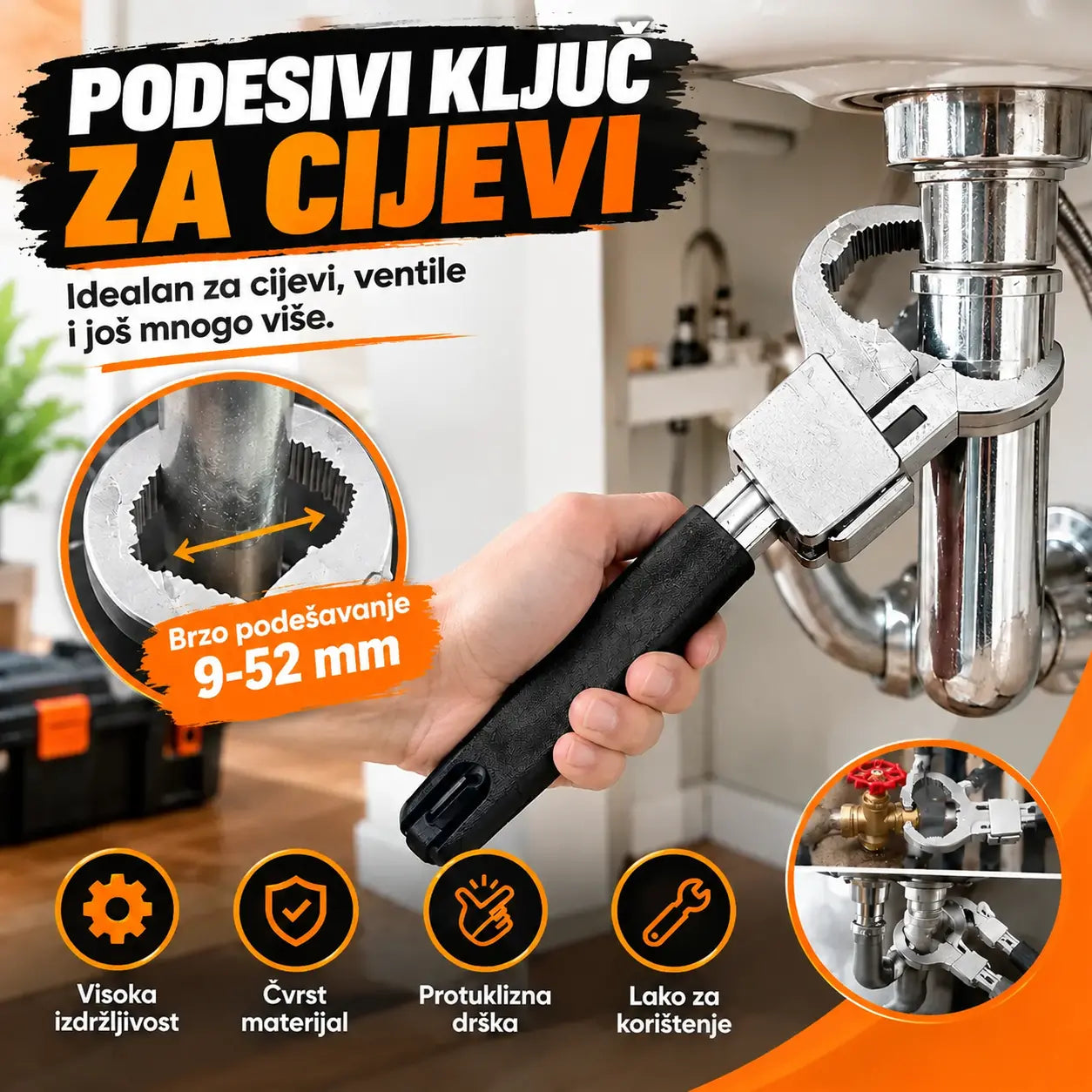 🔥【50% POPUSTA】🔧 Alat protiv klizanja za skidanje slavina za umivaonik u kupaonici s višenamjenskim ključem
