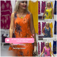 👗🌷【S-5XL】Elegante vestido estampado sin mangas 30% de descuento