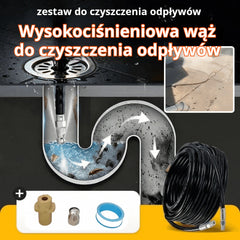 Zestaw do czyszczenia odpływów 5800 PSI – dysza wysokociśnieniowa i wąż do zatkanych odpływów/rur