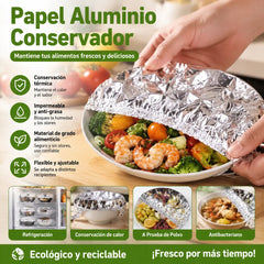 ✨【Paquete de 50 unidades】♻️🍲Tapa aislante reutilizable de papel de aluminio apta para alimentos