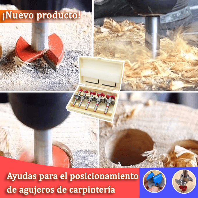 ⚙️【Un juego de 5 piezas】🛠️ Juego de Brocas Forstner Ajustables con Posicionamiento Preciso de Carburo 15-35 mm