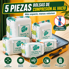 🧳【Juego de 5 piezas】💨 Bolsa de almacenamiento al vacío grande y compresible: no requiere bomba, es a prueba de fugas e ideal para ahorrar espacio en maletas y en casa ✈️