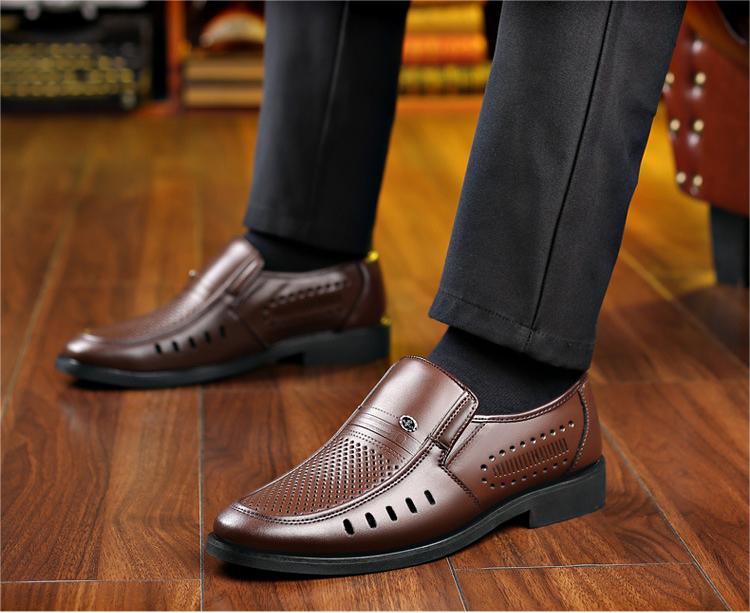 【38-44】Cómodos y transpirables zapatos de cuero casual de negocios para hombres hechos de cuero de alta calidad que no se arruga fácilmente.