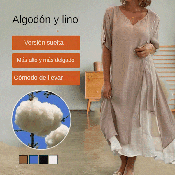 😍Venta caliente: vestido de ropa interior de algodón de dos piezas irregular con cuello en V falso de moda