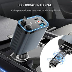 ⚡✨ Cargador de coche ultrarrápido: dos puertos USB-C retráctiles con luz ambiental Starlight y protección de seguridad inteligente 🚗💫