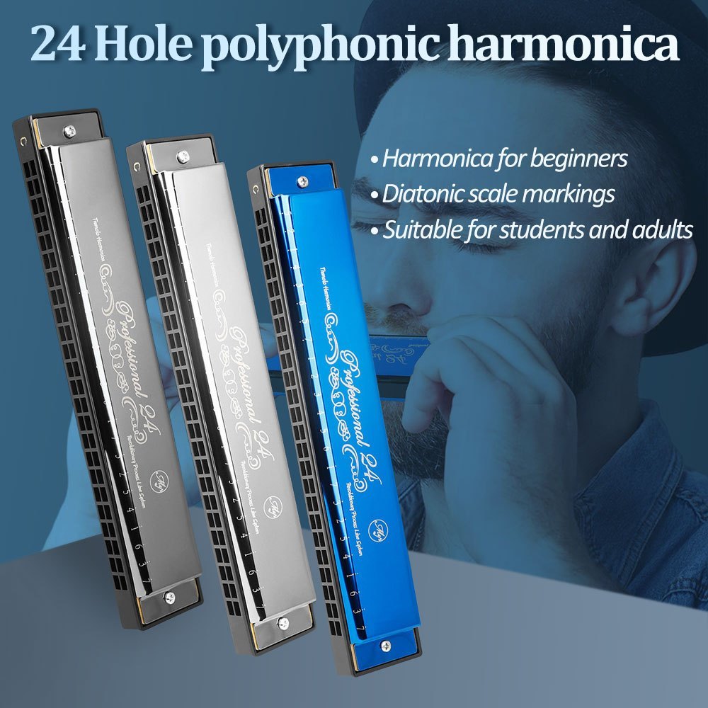 🔥🎶🎼 Armónica profesional de 24 agujeros en do mayor con estuche【🎁El regalo perfecto para los amantes de la música】