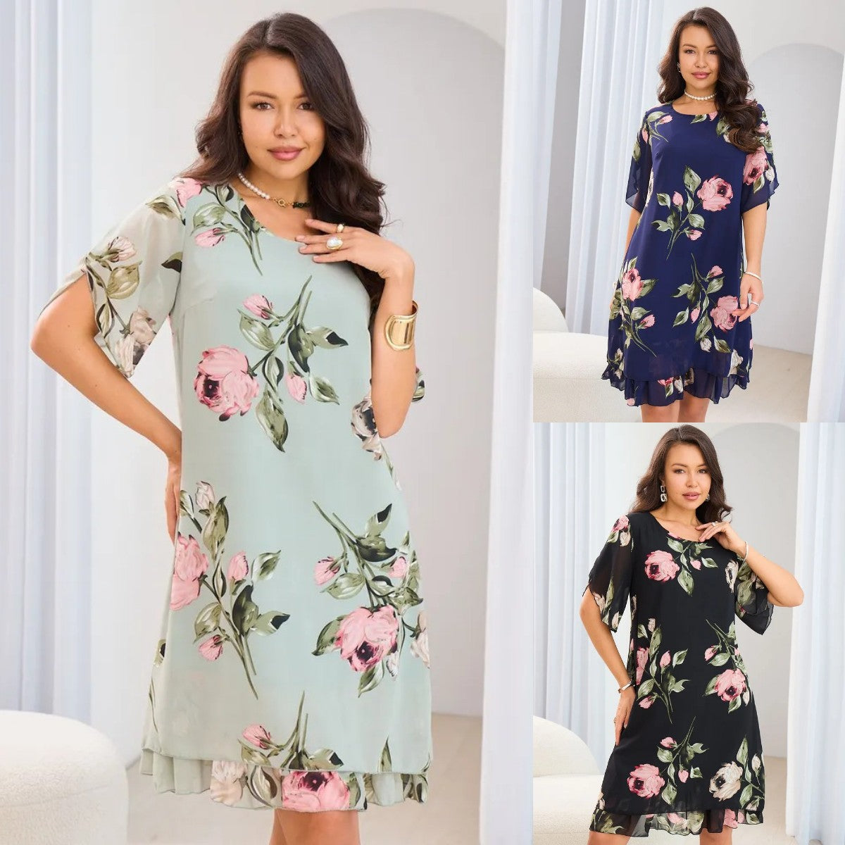 💐【S-5XL】Elegante vestido estampado