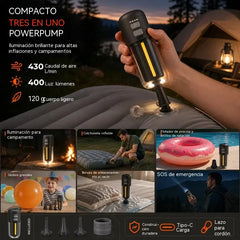 📢📢 1 juego 33 euro⏰ Bomba de aire portátil para exteriores con función de inflado y desinflado, luz de emergencia, luz ambiental y modo SOS; ideal para flotadores de piscina, botes inflables y colchones de aire.