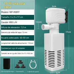 【4W/6W/15W】💦Filtro de acuario 3 en 1: filtración, aireación, eliminación de residuos y bombeo de agua.🐟