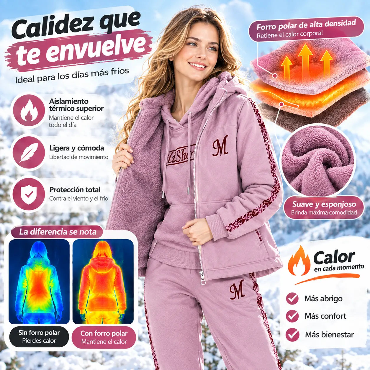 🔥【pantalón + suéter + chaqueta】Nuevo conjunto deportivo y casual de otoño/invierno 2026, acolchado y grueso.
