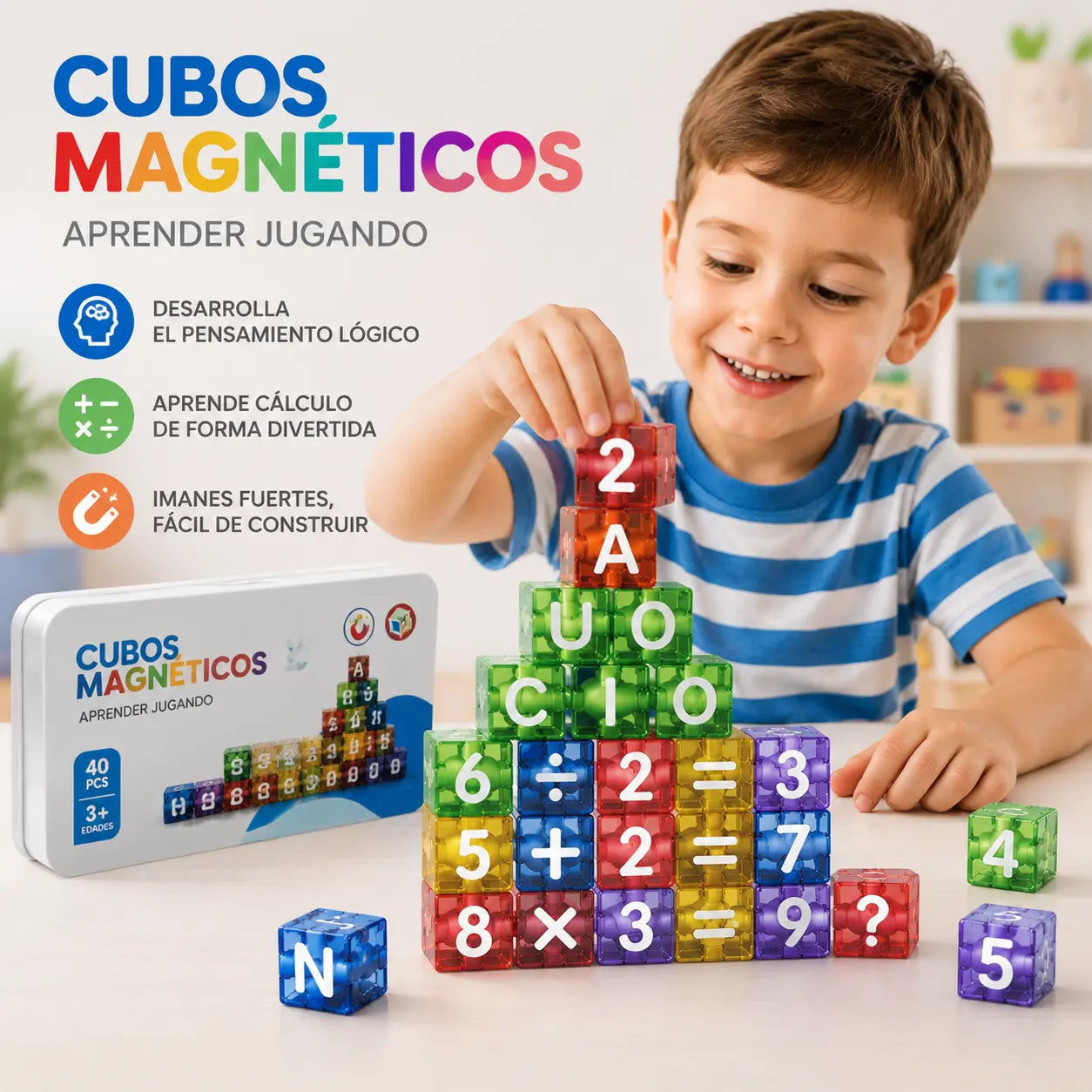 ✨【50% de descuento】🔡🧠Cubos magnéticos del alfabeto matemático, juguete educativo para niños