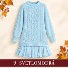 🧶 Elegantné pletené šaty s plisovaným lemom — pohodlný štýl na chladnejšie dni, dostupné vo veľkostiach S–3XL.