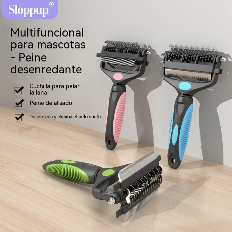 Peine multifuncional 3 en 1 para desenredar el pelo de mascotas, peine para eliminar el pelo de perros y gatos.
