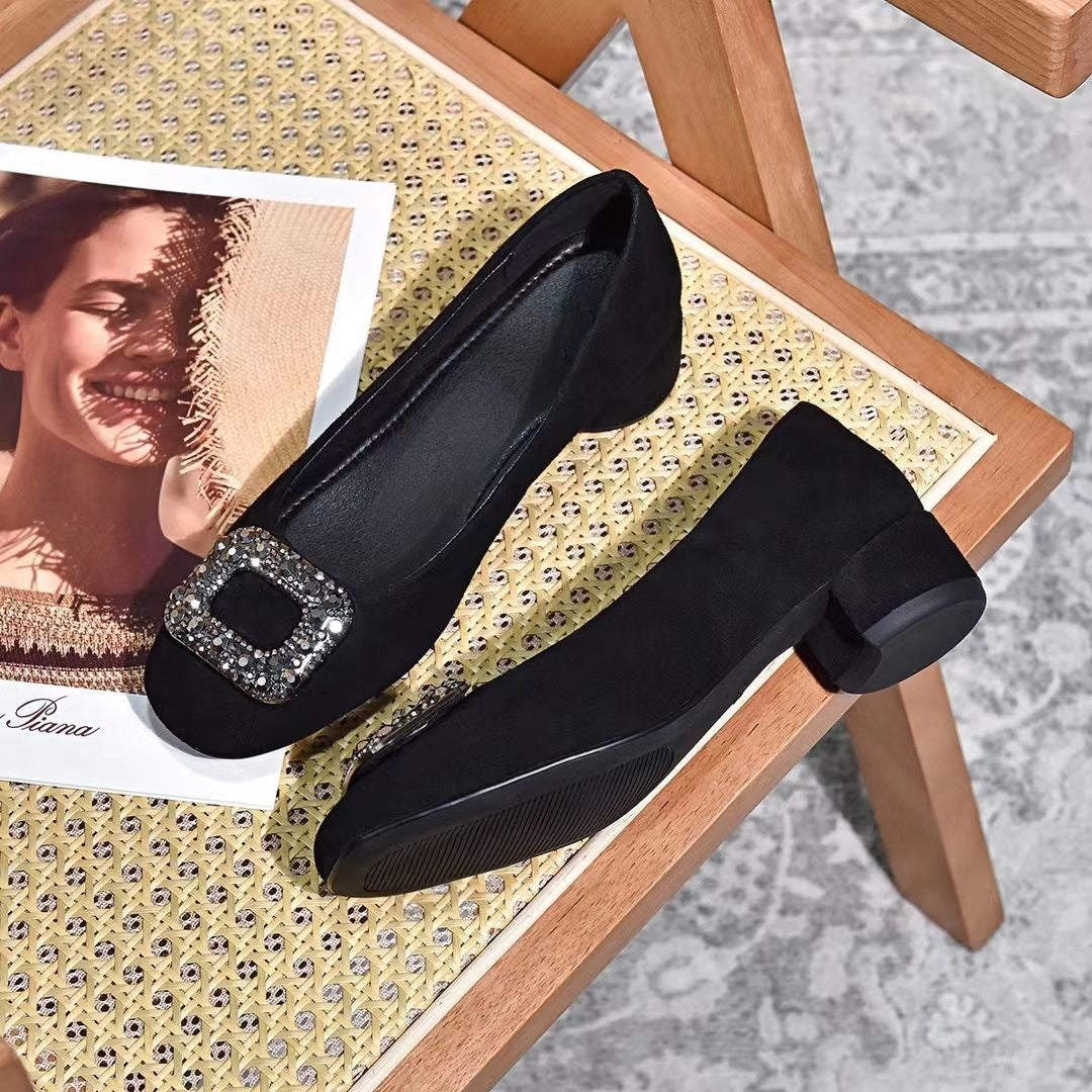 🔥✨【Nuevos estilos de otoño】【34~41】Mocasines de plataforma con incrustaciones de diamantes de imitación
