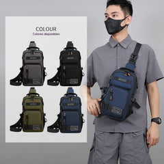 Bolso de pecho para hombre, bolso de hombro de gran capacidad con múltiples bolsillos.