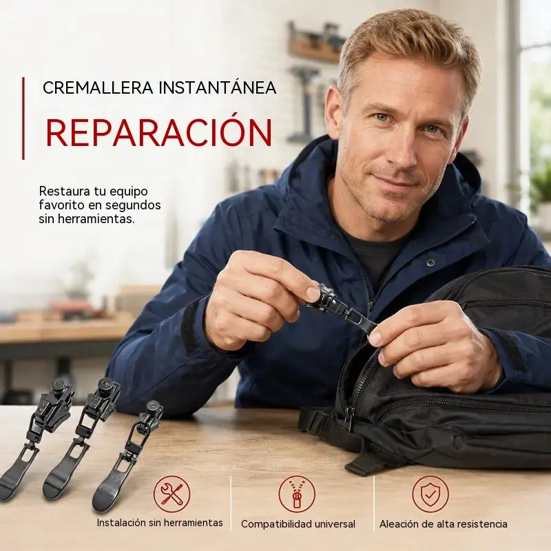 🥳【2 juego de 6 piezas】💞 Reparación rápida de cremalleras: diseño de fácil colocación, no requiere herramientas, material de aleación duradero✅