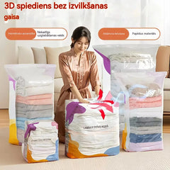 🧳【5 daļu komplekts】💨 Liels, saspiežams vakuuma uzglabāšanas maiss: nav nepieciešams sūknis, hermētisks un ideāli piemērots vietas ietaupīšanai čemodānā un mājās ✈️