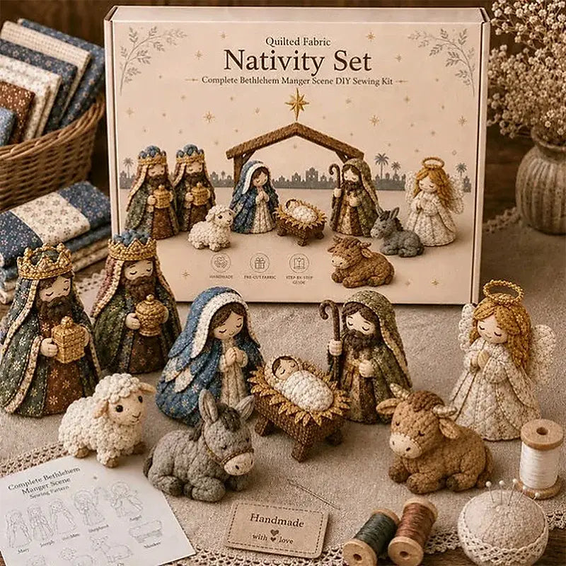 🧵✨ Kit de Costura DIY Belén de Patchwork, Set de Manualidades Navideñas, Adorno Artesanal para Decoración y Regalo 🎄🎁