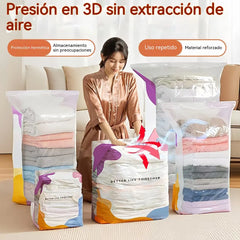 👕📦【5 piezas】Bolsas de compresión para guardar ropa, no requieren vacío, diseño reforzado.