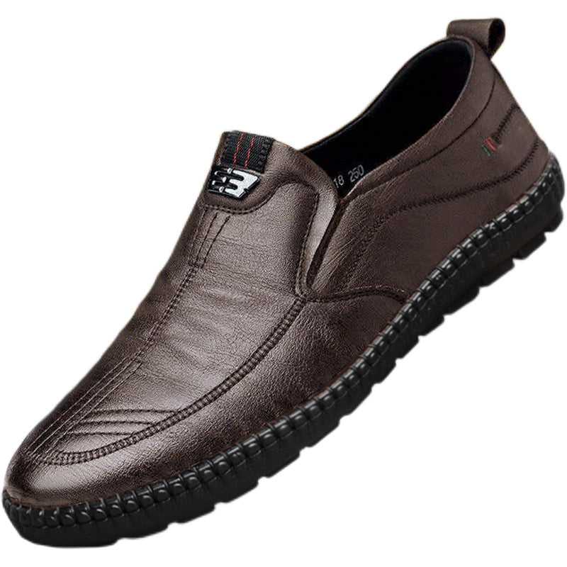 【39-44】 Zapatos casuales de cuero genuino para hombres de mediana edad y mayores