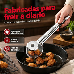 🔥¡Compra 1 y llévate 1 gratis! Filtro y pinzas de acero inoxidable 2 en 1: filtración fina, drena el aceite fácilmente📦