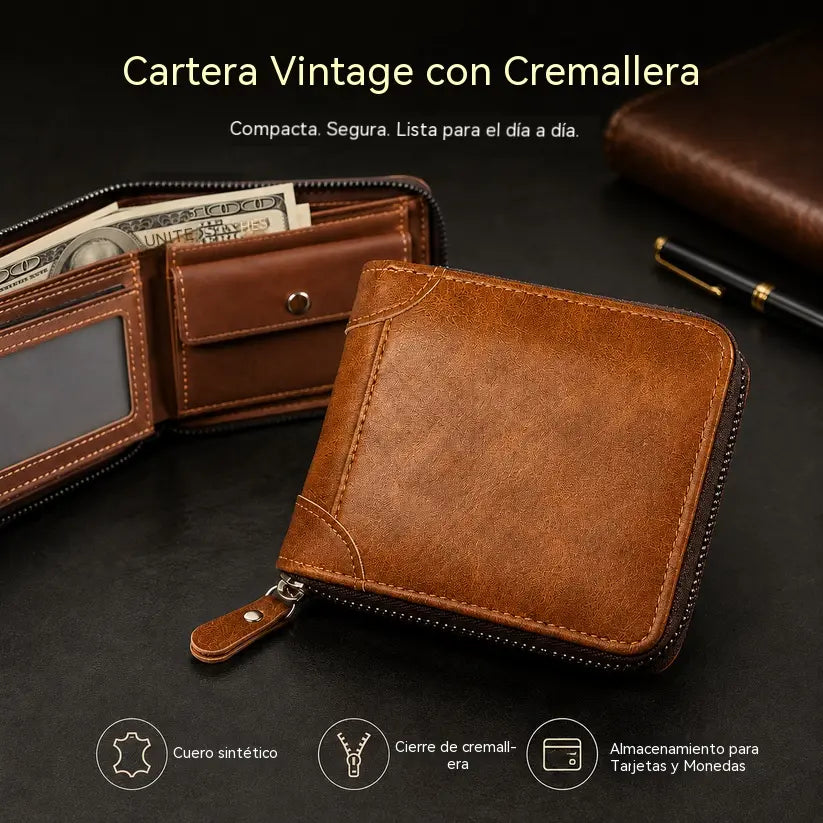 💼✨ ¡Último día! Cartera retro con cremallera